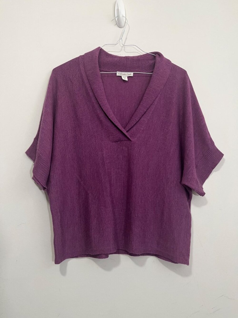 Coldwater Creek Sweater Size 18 XL Merino Wool Blend Short Sleeve Shawl Collar